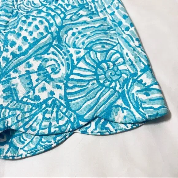 LILLY PULITZER PALMITA STRETCH SHORTS SUCCULENT BLUE SHELL BUTTON SIZE 00 NEW